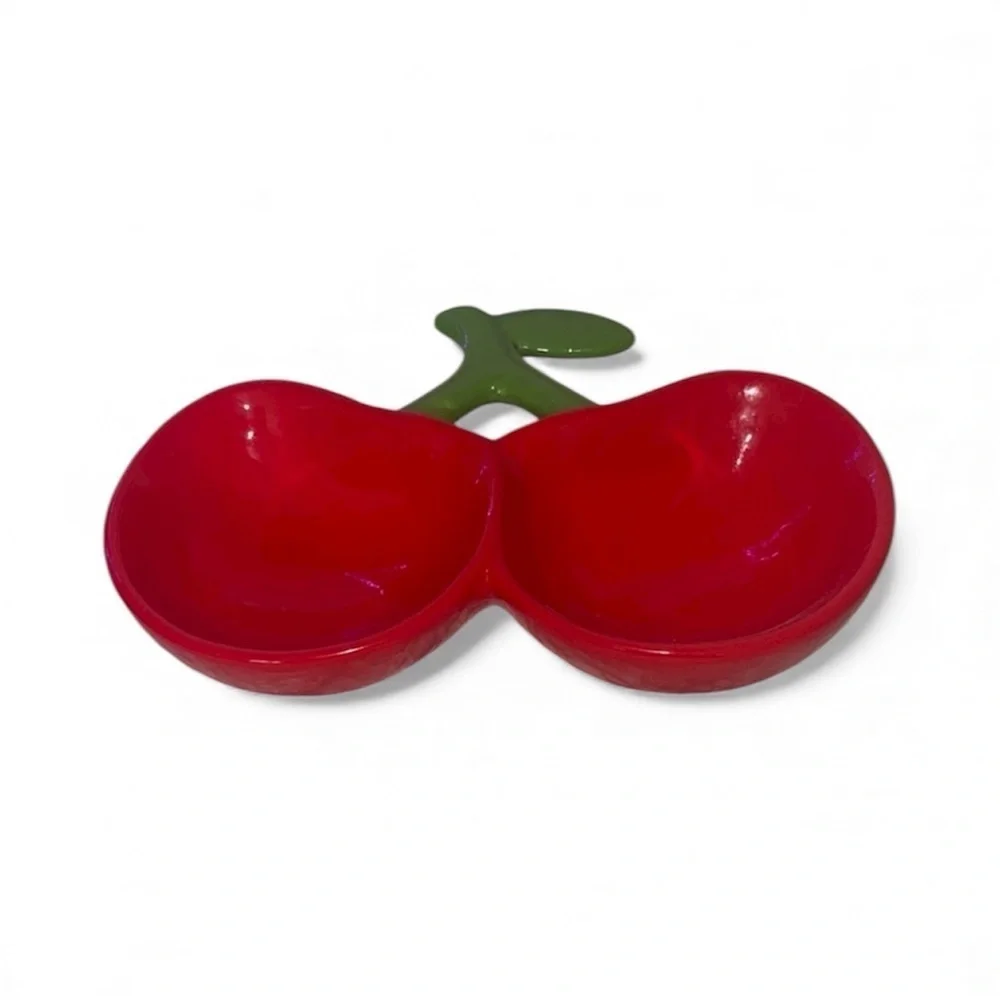 Red Cherry Shaped Ceramic Bowl pet feeder